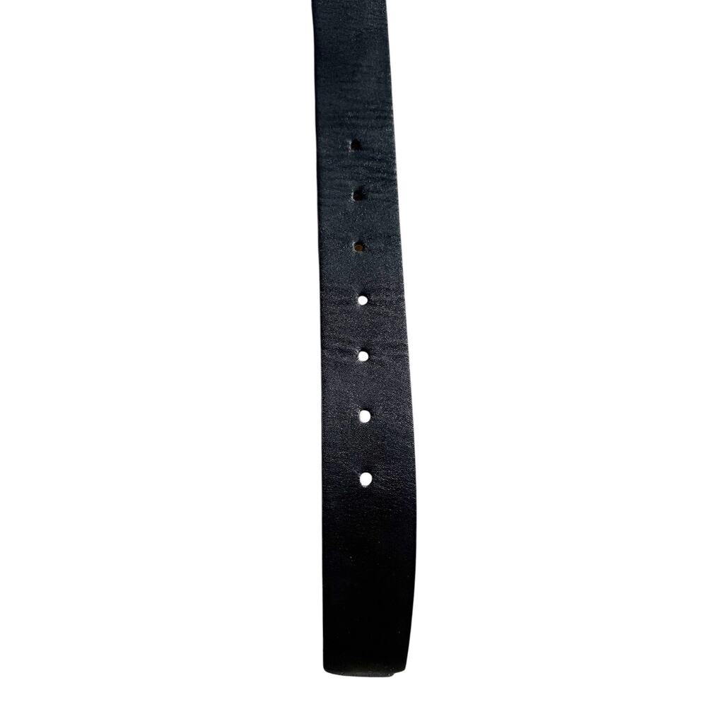 Heaven Mayhem Black Leather Belt Gold Bar Buckle Size Medium - Picture 5 of 8